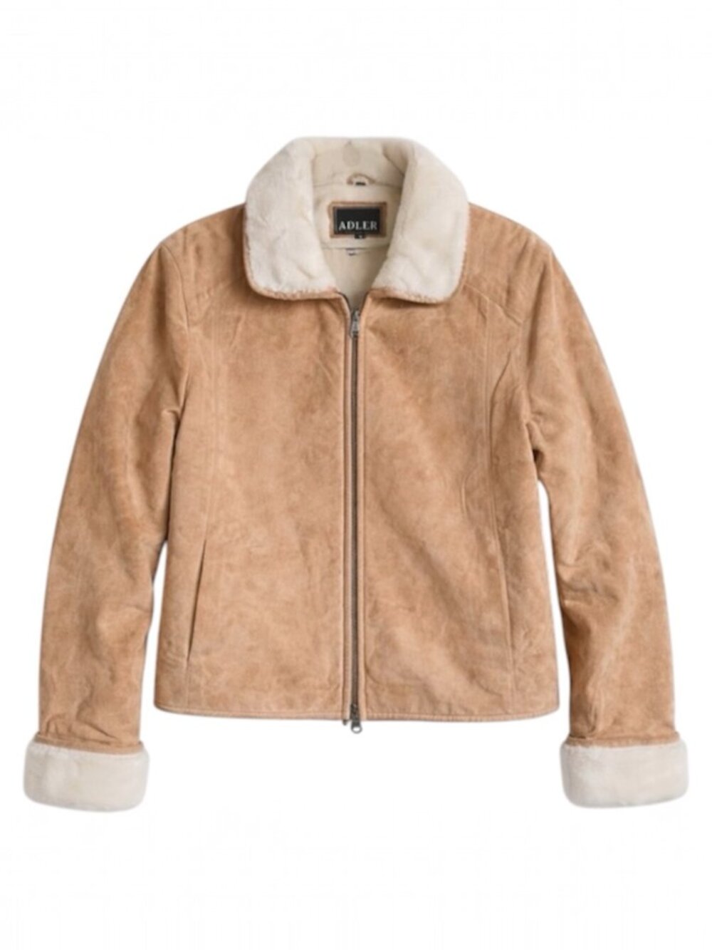 Vintage Adler Collection Tan Suede Shearling Lined Leather Cream Y2K Coat Jacket